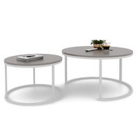 LAVO Couchtisch rund 2-in-1, Kaschmir - Kaschmir/Weiß, Metall (70/70/48cm) - Idohome