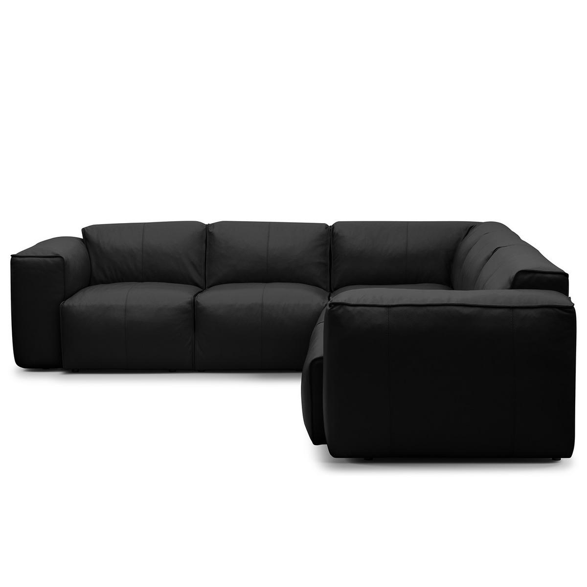 ECKSOFA mit Rundecke - Schwarz, Leder/Kunststoff (325/260cm) - home24