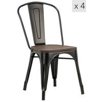 STUHL 4er-Set Holz Schwarz - Schwarz, Holz (44/82.5/55cm) - Nordlys