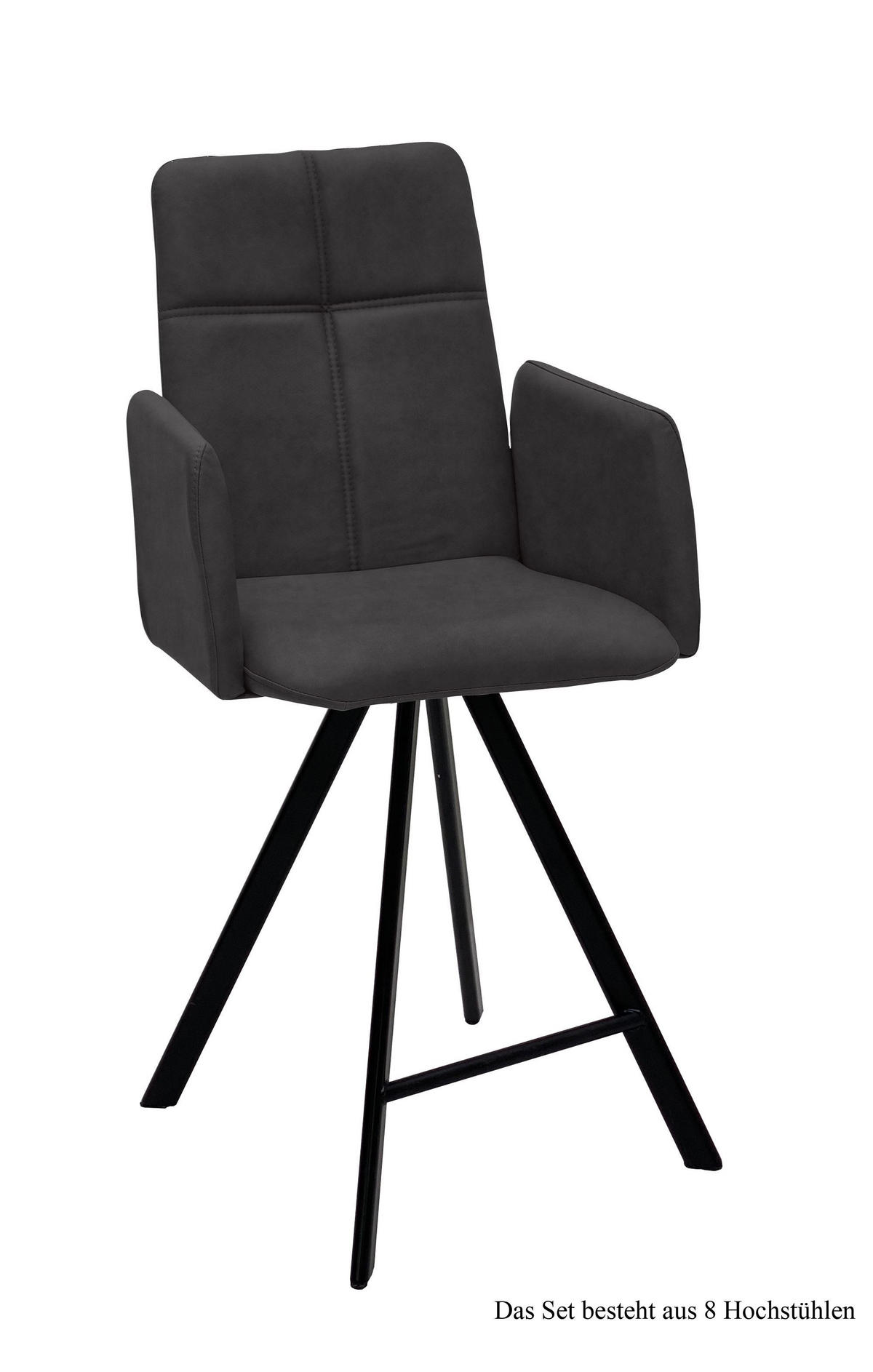 THEKENSTUHL drehbar (8er-Set) Despina 52x109x60 Schwarz/Anthrazit - Anthrazit/Schwarz, Kunststoff (60/109/52cm) - 58aufmkessel