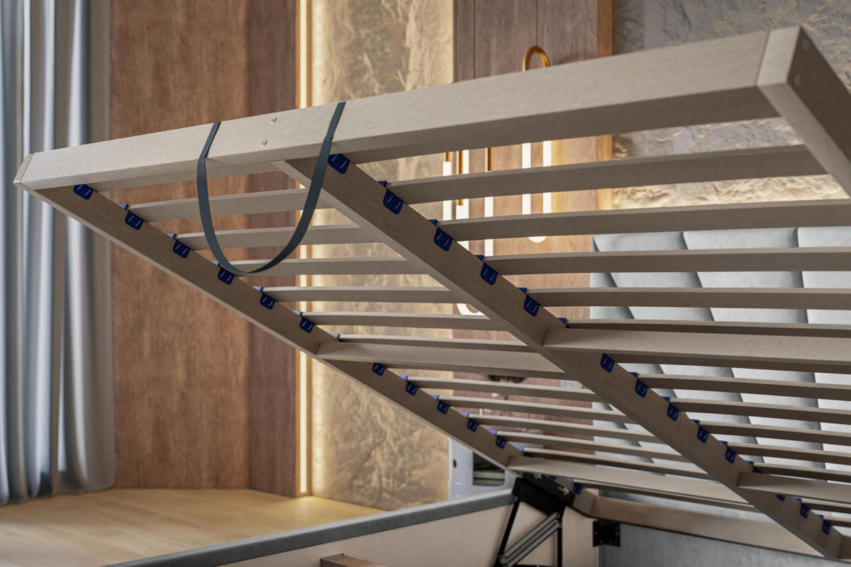 BETT 180x200 - Polsterbett mit Bettkasten und Holzrahmen - Modern Betten - Glatter Kronos-Stoff - Kollektion Denver, Dunkelgrau - Dunkelgrau, Holz/Textil (180/200cm) - Alpi-Möbel