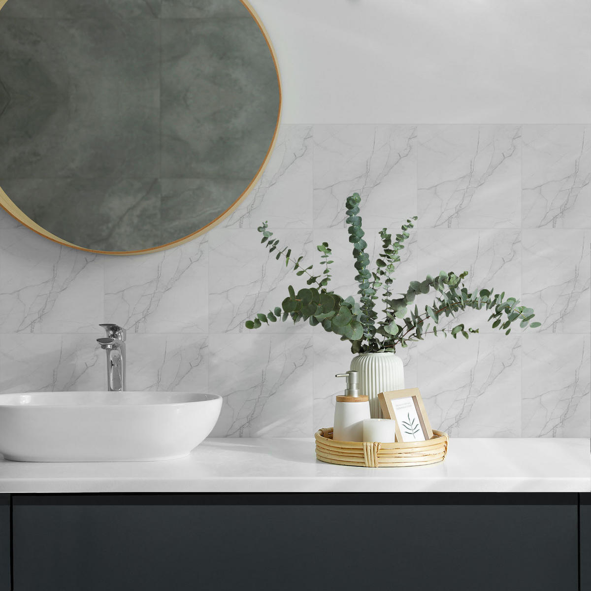 WANDPANEEL 20 Stück 20x20 cm selbstklebend Aurina - Creme, Kunststoff (20/1.6/20cm) - Wallfluent