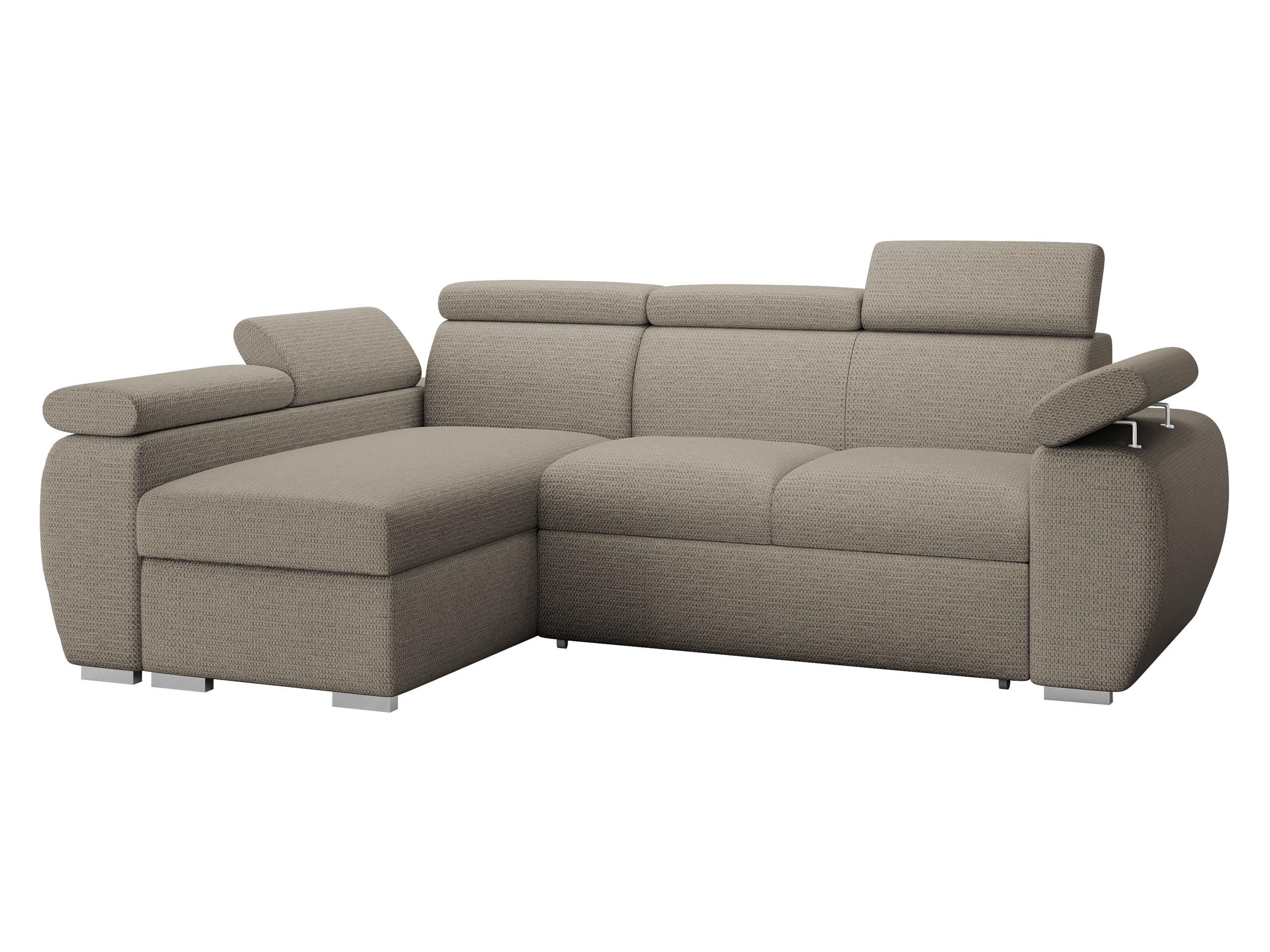 ECKSOFA Boston Mini, Seite: Links - LC+2R - Chromfarben/Hellbraun, Holz/Textil (255/170cm) - MIRJAN24