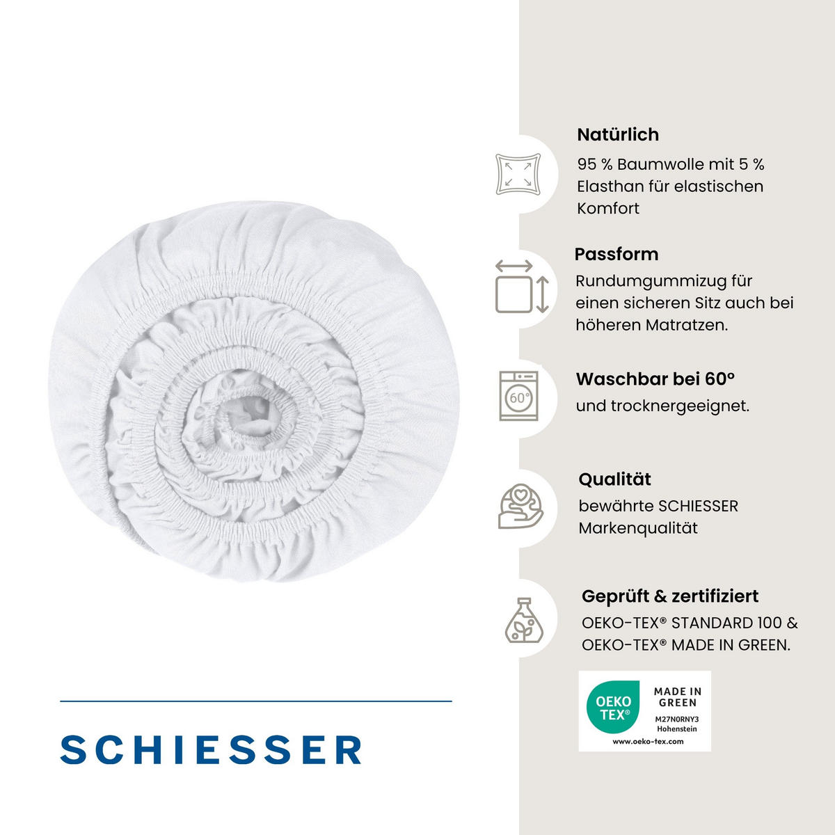 SPANNBETTLAKEN Elli 97 % Baumwolle, 3 % Elasthan 150x200 cm Apfelgrün - Limette, Textil (150/200cm) - SCHIESSER