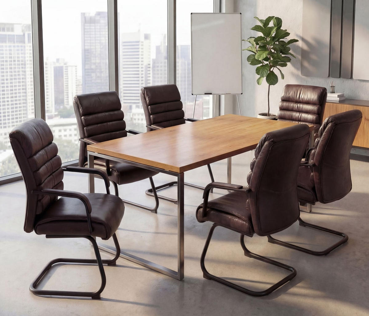 KONFERENZSTUHL Braun 6er-Set - Braun, Textil (60/100/59cm) - MCW