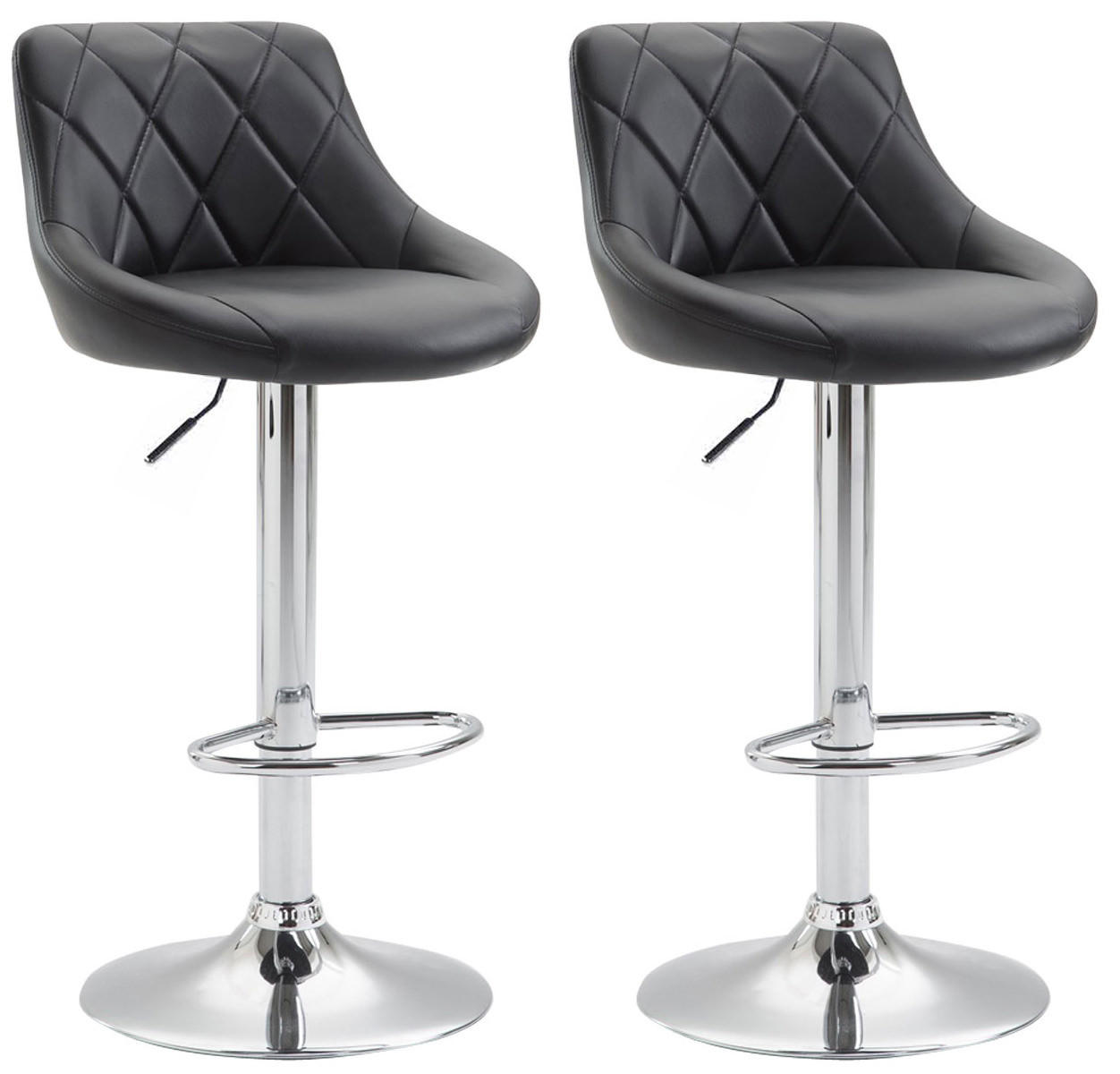BARHOCKER 2er Set Lederlook schwarz - Chromfarben/Schwarz, Textil/Metall (46/83/49cm) - CLP