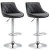 BARHOCKER 2er Set Lederlook schwarz - Chromfarben/Schwarz, Textil/Metall (46/83/49cm) - CLP
