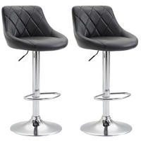 BARHOCKER 2er Set Lederlook schwarz - Chromfarben/Schwarz, Textil/Metall (46/83/49cm) - CLP