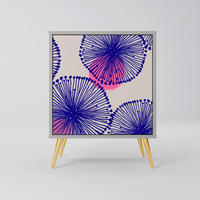 SIDEBOARD MAGIC NATURE, Grau, 57,5x42x75,5 cm, Goldfarbene Metallfüße - Goldfarben/Multicolor, Holzwerkstoff/Metall (57.5/75.5/42cm) - SpaceRebels
