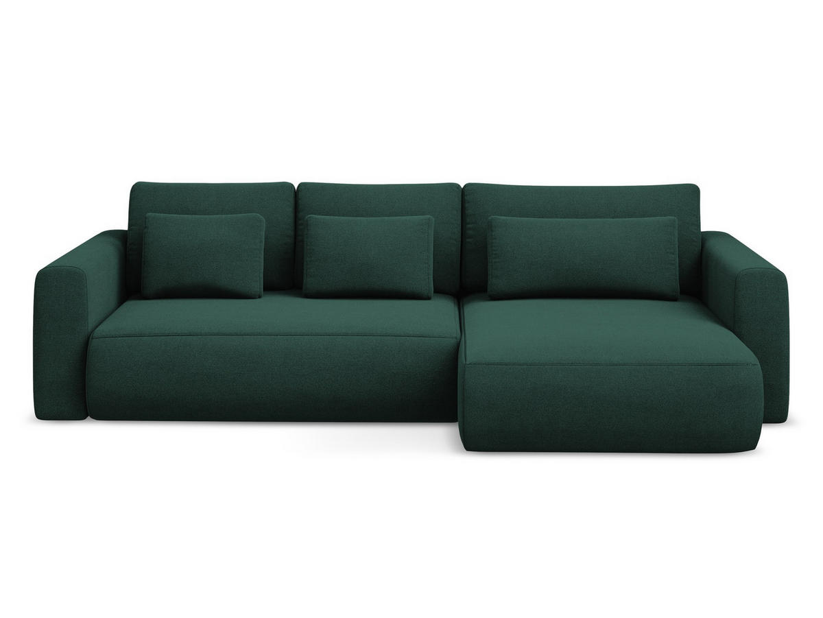 ECKSOFA mit Schlaffunktion Strukturstoff Stoff Grün - Dunkelgrün/Schwarz, Kunststoff/Textil (278/149cm) - Makamii
