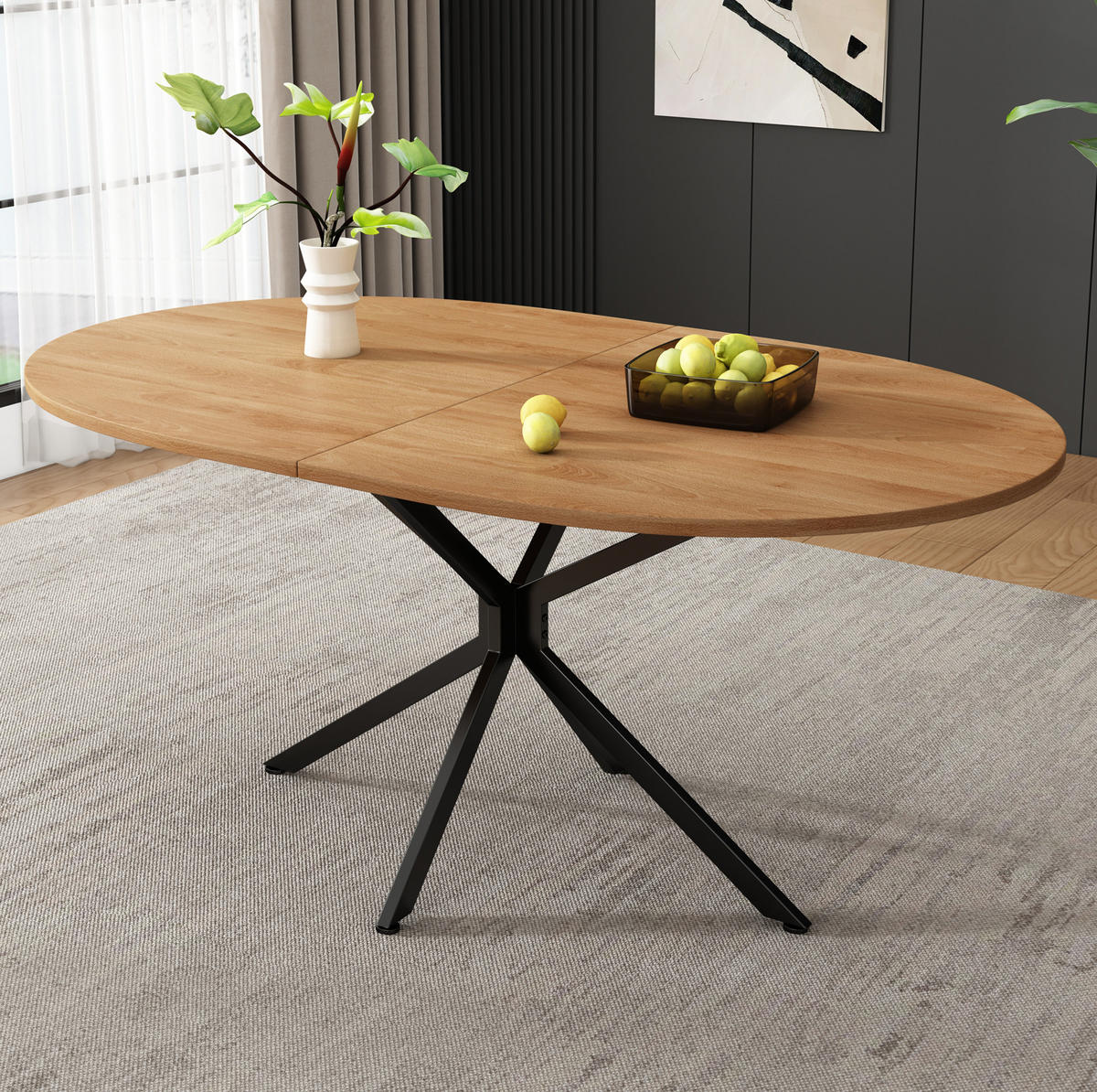 JÍDELNÍ stůl z MDF 120x80x75,5 cm přírodní pro 4–6 osob se stabilní křížovou podnoží - přírodní, kompozitní dřevo (80/120/75.5cm) - Modfu