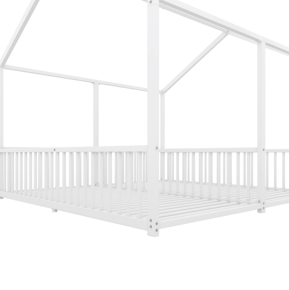 ETAGENBETT 90x200 cm mit Leiter und Geländer Metall Weiß - Weiß, Metall (90/200cm) - Beauniv