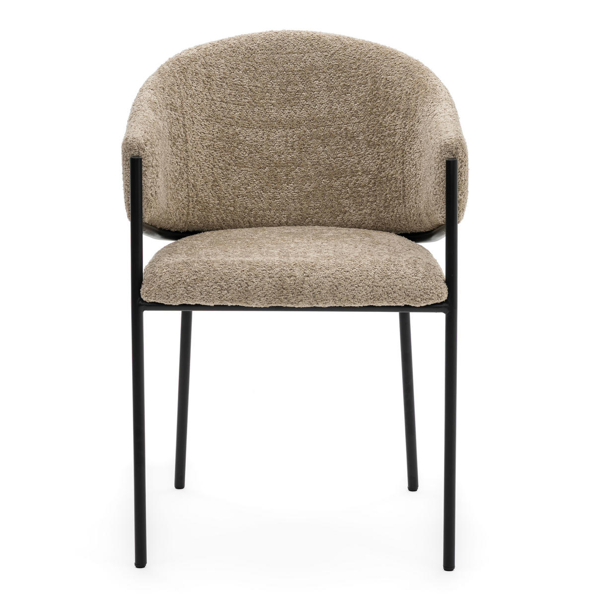STUHL BUENO gespolsterter - beige - Glamour Boucle Chenille - Ecru/Beige, Textil/Metall (55/83/56cm) - NEW HOME