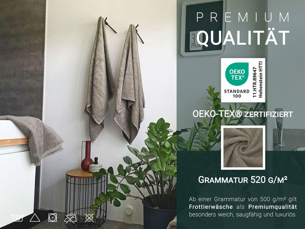 DUSCHTÜCHER, 3er-Set, 70x140 cm, 100% Baumwolle, Braun - Fango, Textil (70/140cm) - Zollner