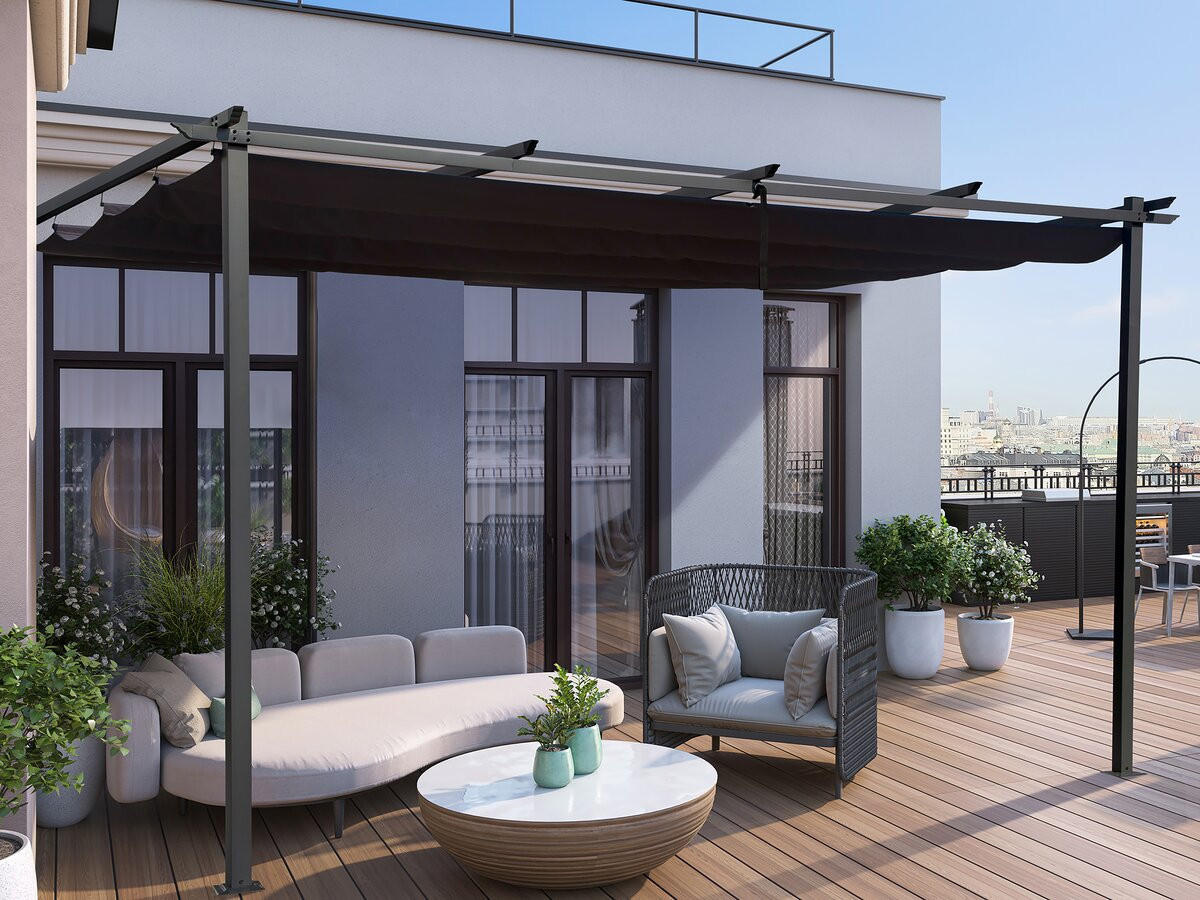 PERGOLA - MARKISE Grau - Grau, Metall (289/231/395cm) - Habitat Garten