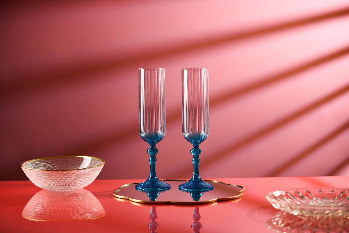 SEKTGLÄSER, 2er-Set, 200 ml - Türkis, Glas (0.2L) - Krosno Glass