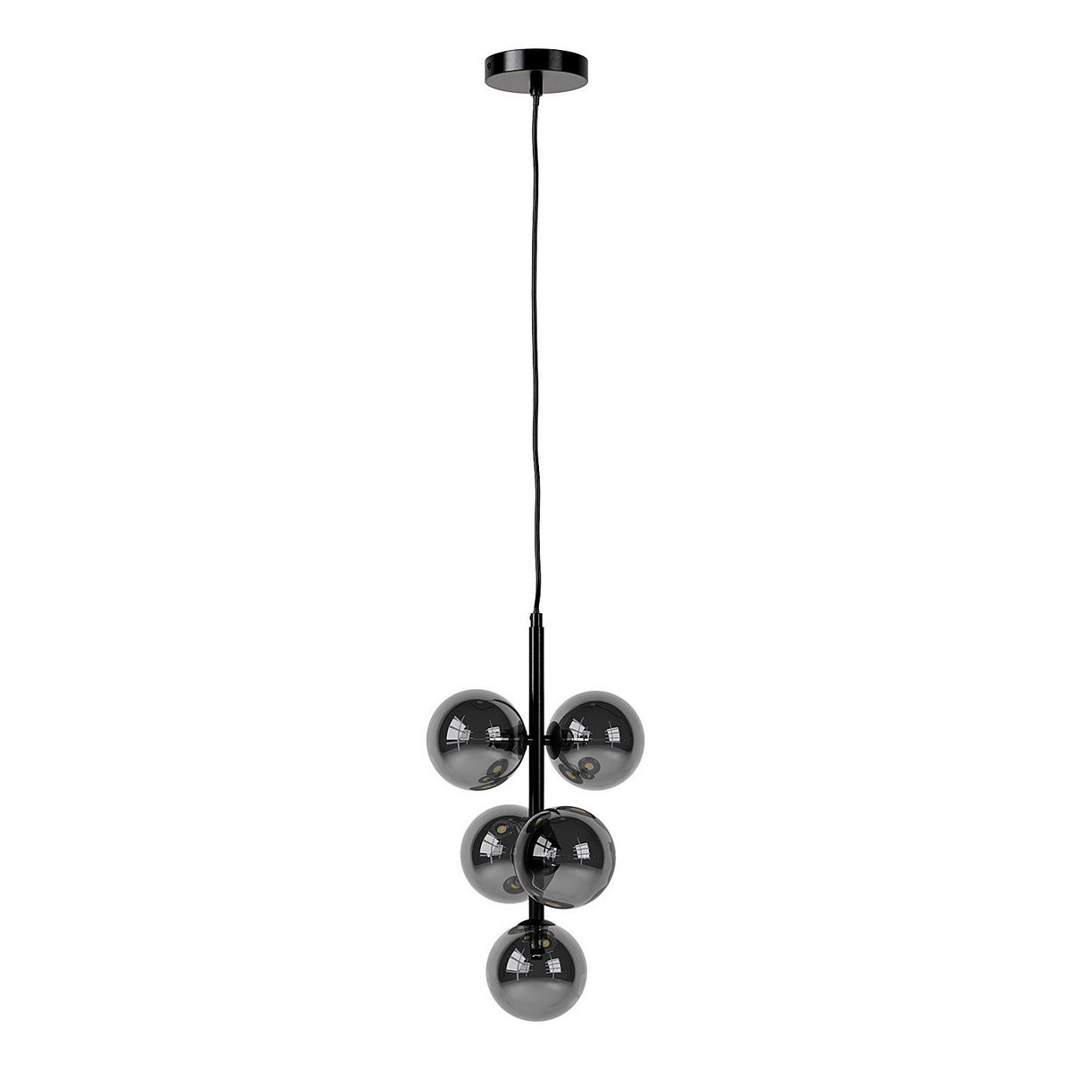 PENDELLEUCHTE - Metall / Glas - 5-flammig - Transparent/Grau, Glas/Metall (28/28/167cm) - home24