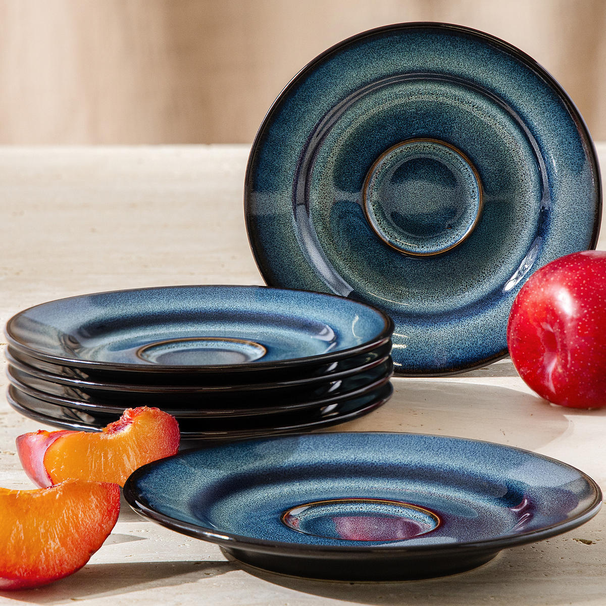 UNTERTASSEN-SET BALI 6-tlg - Blau, Keramik (12.5cm) - Ritzenhoff Breker