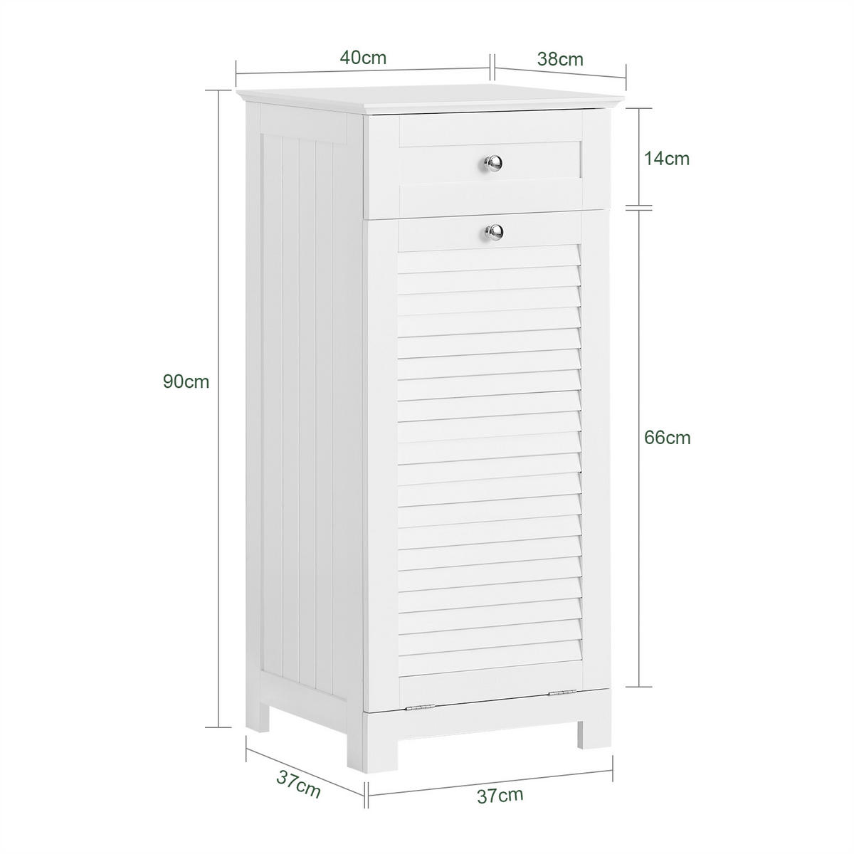 WÄSCHESCHRANK Weiß - Weiß, Holzwerkstoff (40/90/38cm) - SoBuy