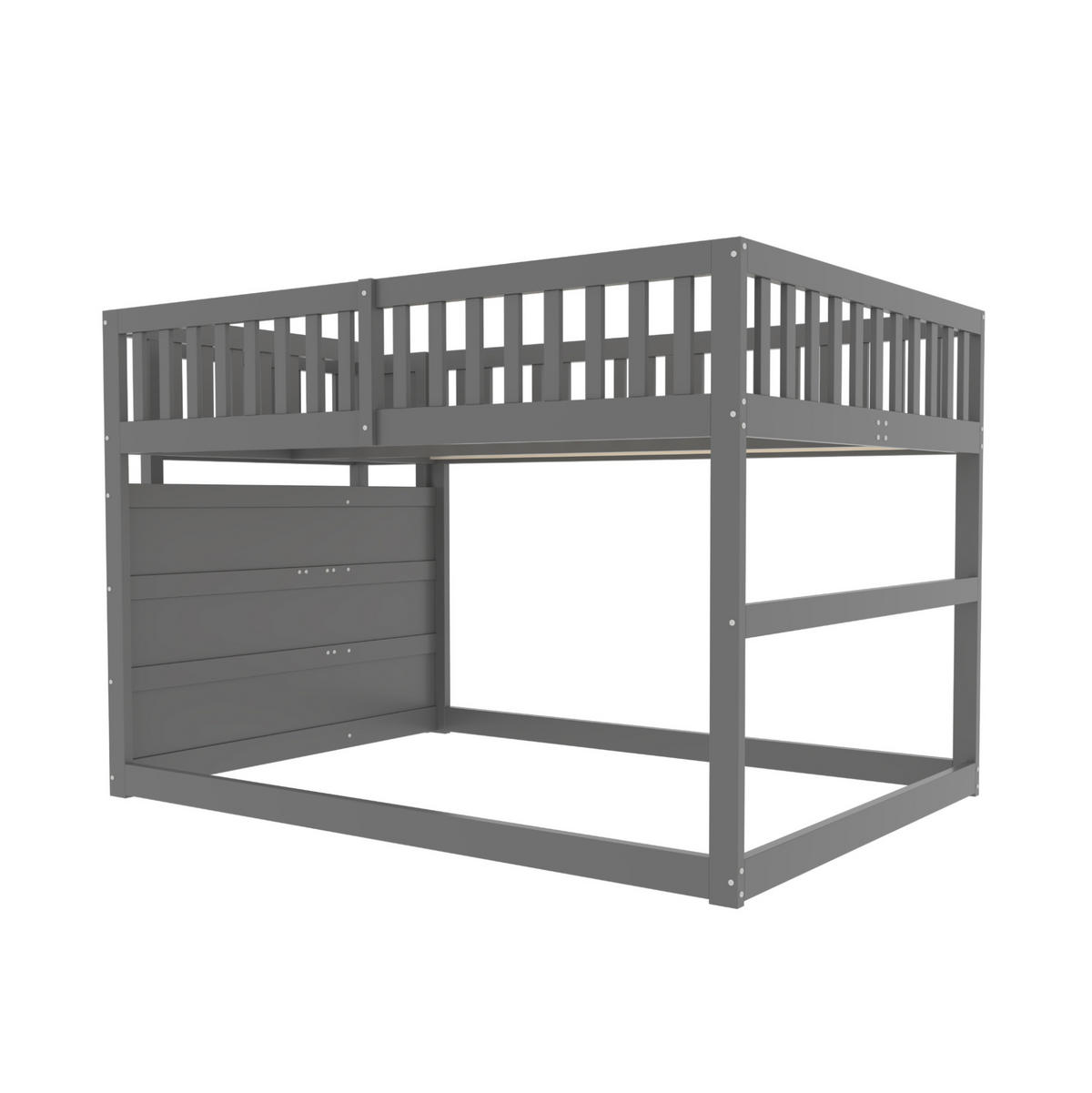 ETAGENBETT aus Holz 140x200 cm Grau mit Sicherheitstreppe, 4 Schubladen und hohem Fallschutz - Grau, Holzwerkstoff (140/200cm) - Modfu