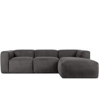 ECKMODULSOFA-RECHTS BUFFO mit extrem weicher und bequemer Sitzfläche, Kordstoff, grau - Grau, Textil (297/180cm) - KONSIMO®