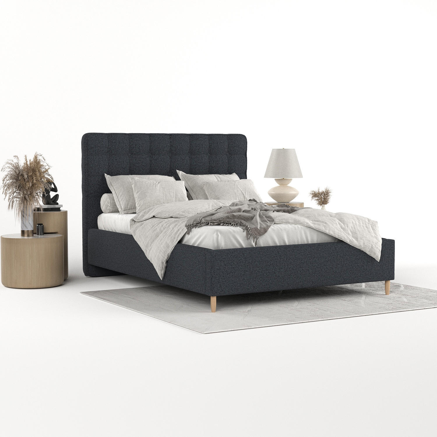 POLSTERBETT Paloma 180/200 cm Anthrazit im Riva Stoff - Anthrazit/Naturfarben, Holz/Holzwerkstoff (180/200cm) - AltaBeds