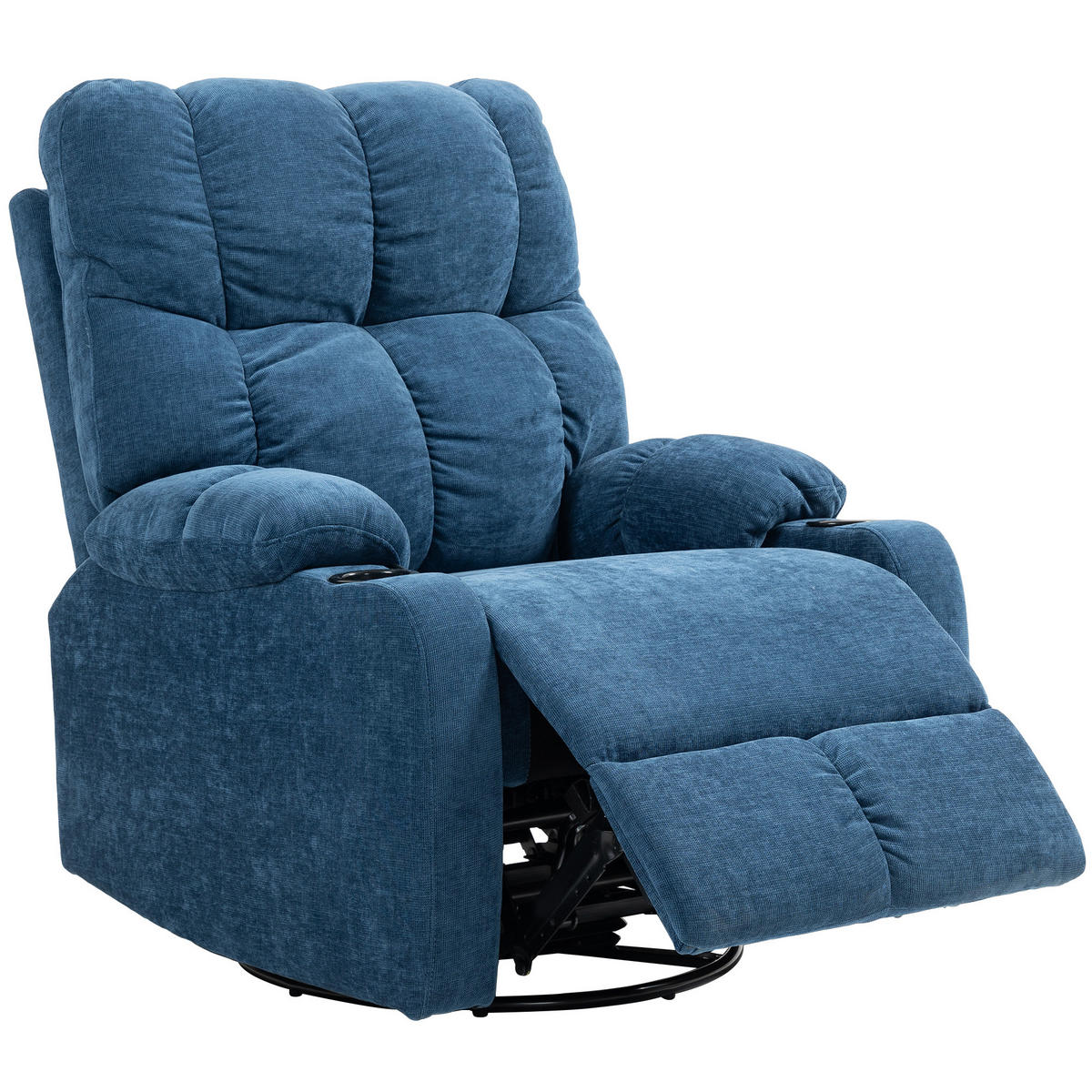 RELAXSESSEL DE-06306 mit Fußstütze, drehbar, Schaukelfunktion Dunkelblau - Blau, Textil/Metall (96/108/88cm) - ComfortXL