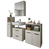 BADMÖBEL-SET Kaschmir 4-teilig 180 cm, Badkombination in modernem Design - Kaschmir/Schwarz, Glas/Holzwerkstoff (180/185/30cm) - Inn.Furn