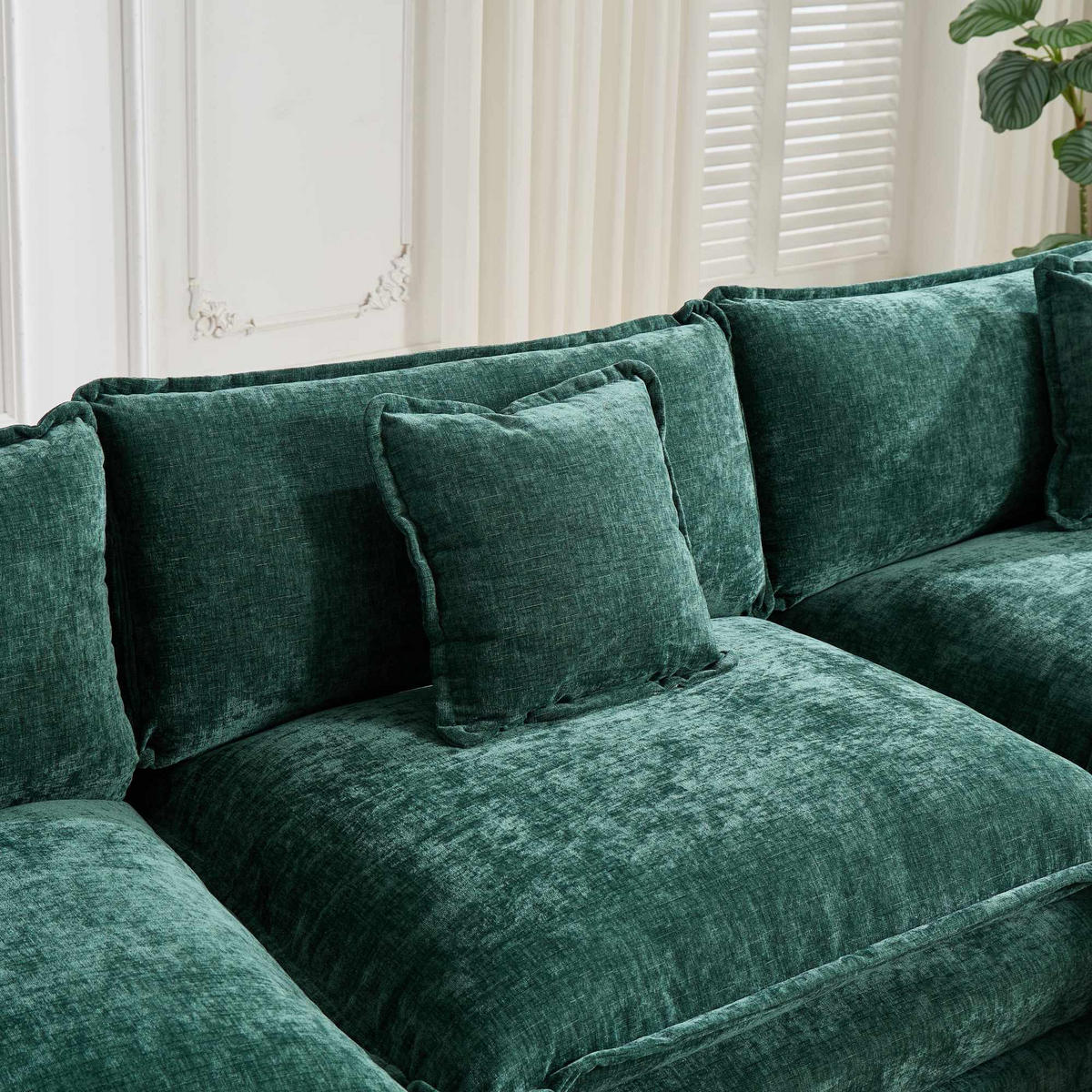 3-SITZER-SOFA aus Chenille mit modularem Aufbau, grün - Grün, Textil (75/84/289cm)