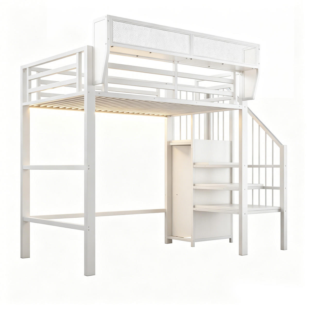 HOCHBETT mit LED-Lichtleiste 90x200 cm Metall White - Weiß, Metall (90/200cm) - Meubliv