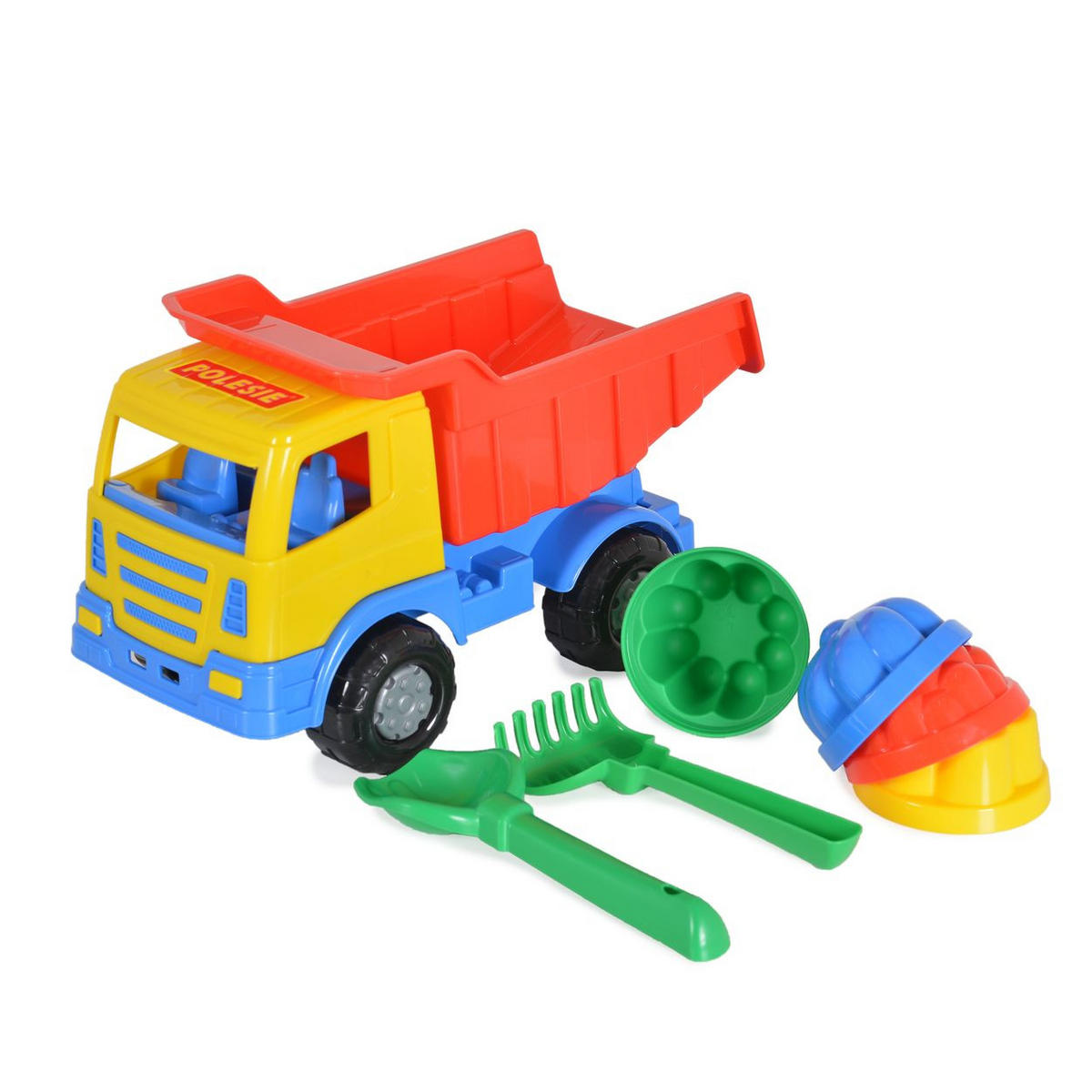SANDSPIELZEUG Spielzeug-Set 93226 bunt 7-teilig, LKW, Förmchen, Schaufel, Rechen, ab 12 Monaten, Kunststoff - Multicolor, Kunststoff (30/15/17cm) - Polesie