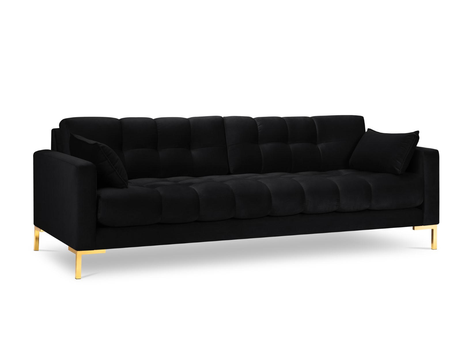 SOFA Mamaia aus Samt schwarz 4 Sitzplätze - Schwarz, Textil (92/75/217cm) - Micadoni