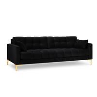 SOFA Mamaia aus Samt schwarz 4 Sitzplätze - Schwarz, Textil (92/75/217cm) - Micadoni