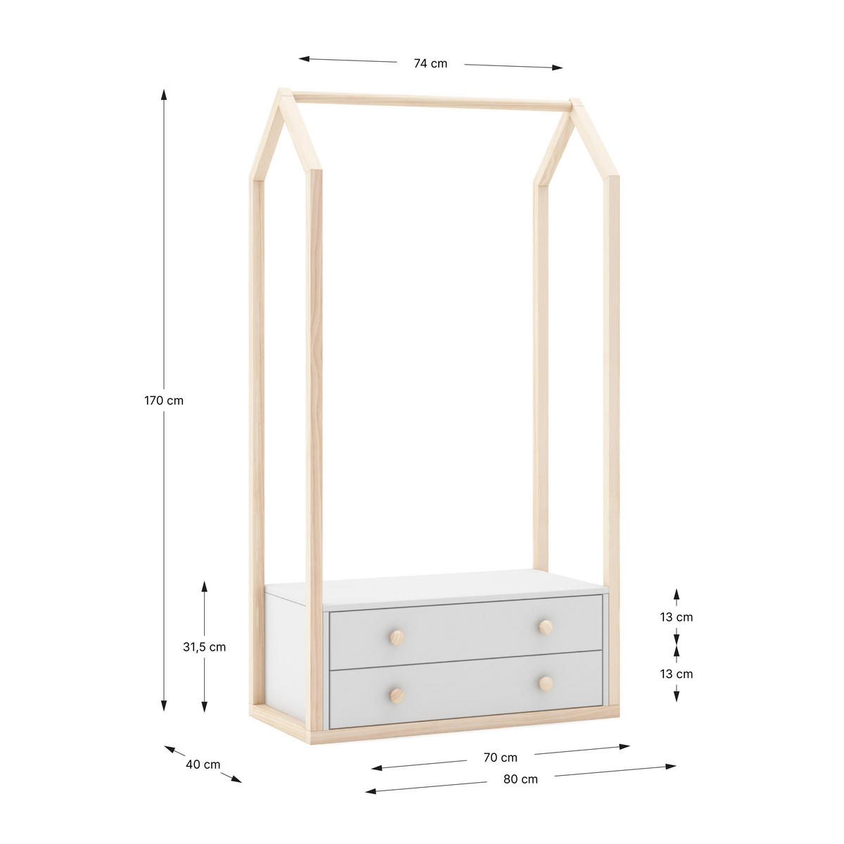 SCHRANK Esteban Beige 80/40/170 cm - Beige, Holz (40/170/80cm) - Calicosy