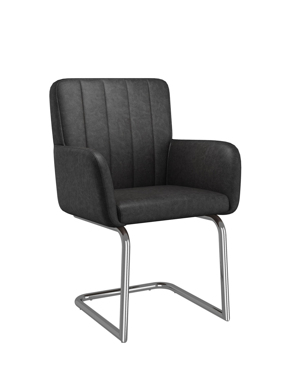 ESSZIMMERSTÜHLE 2er Schwarz Kunstleder Metallbeine modern - Schwarz, Leder (57/86/56cm) - FLIEKS