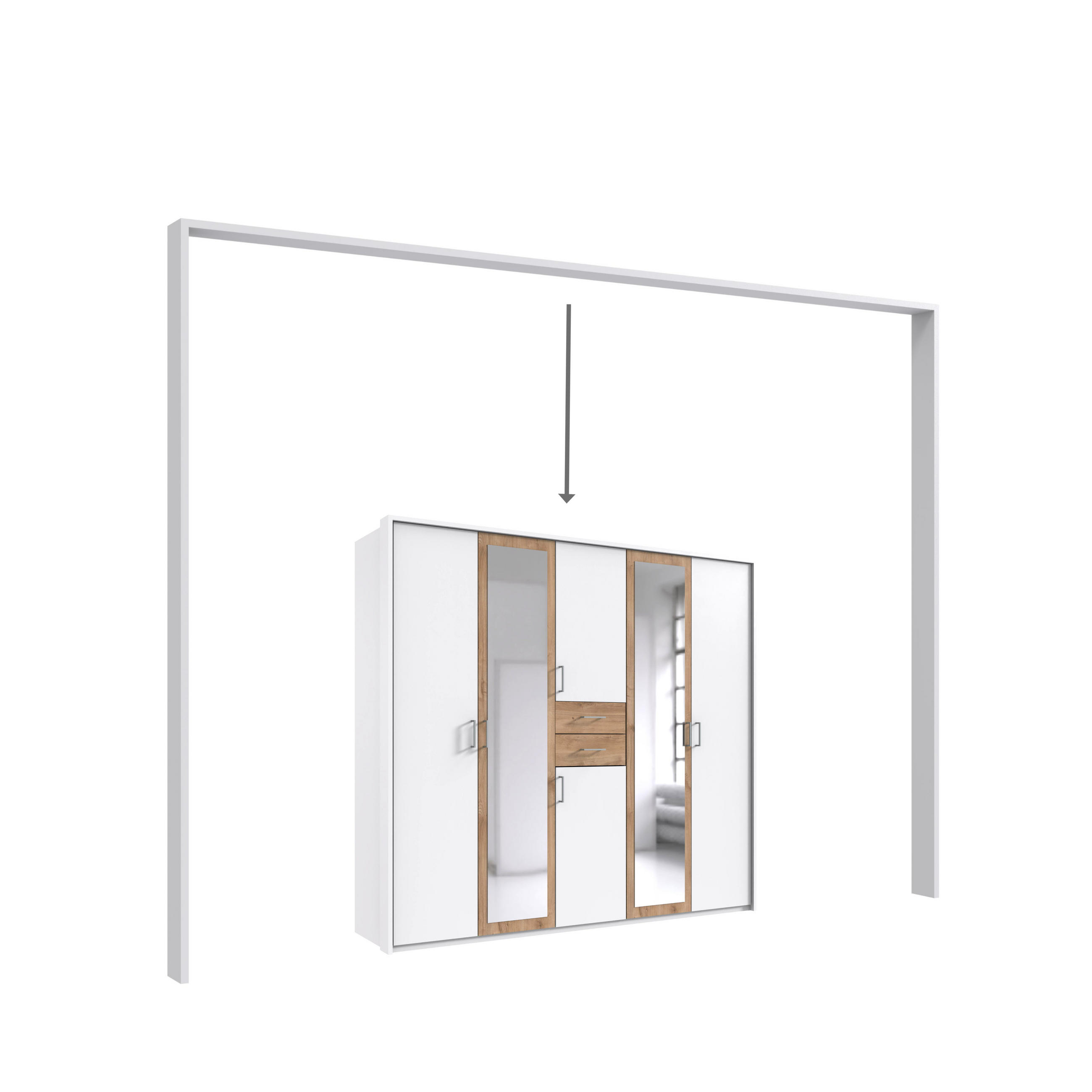 PASSEPARTOUTRAHMEN zum Kleiderschrank 22590&22591, B228/H211/T58 cm, Abschlussrahmen in Weiß / 22590-01 - Weiß, Holzwerkstoff (228/211/12cm) - luma-home