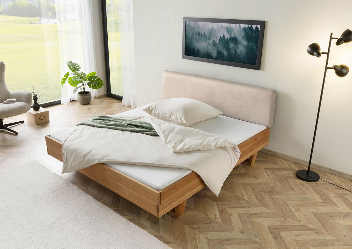 BETT Massivholz Eiche 160 x 200 x 86 natur FICHTELBERG #126 - Beige/Naturfarben, Holz (160/200cm) - Massivmoebel24