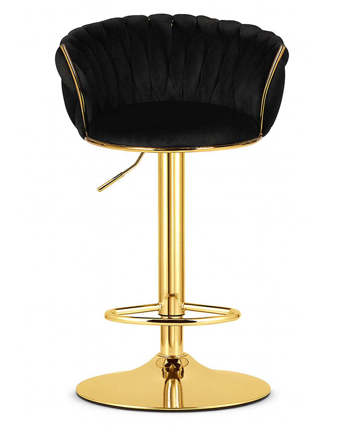 BARHOCKER 2-er Set MIG schwarzer Sitz, Goldbasis - Schwarz, Textil (51/105/50cm) - Valora