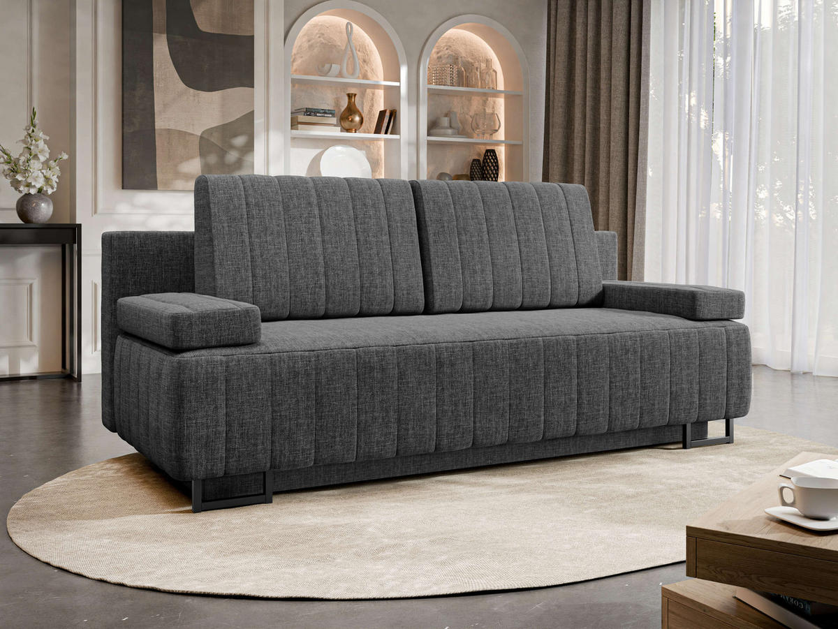 SCHLAFSOFA Laguna - Schwarz/Graphitfarben, Holz/Textil (200/90/90cm) - MIRJAN24