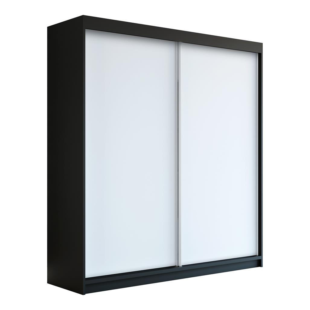 SCHWEBETÜRENSCHRANK 180 CM PAX Farbe: Schwarz / weiß / weiß - Schwarz/Weiß, Holzwerkstoff (180/215/59.5cm) - A&J MöbelLand