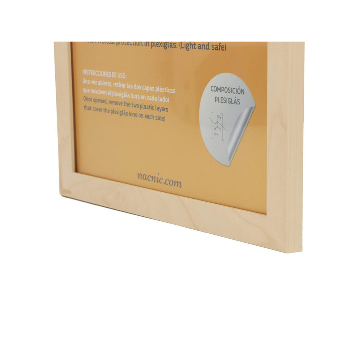 RAHMEN Set mit 3 aus MDF und Acrylglas Schutz und Aussteller für Fotografien, Bilder, Poster, Gemälde, Dekoration für Haus Farbe Hellholz A4 - Beige, Holz (21/3/29.7cm) - Nacnic