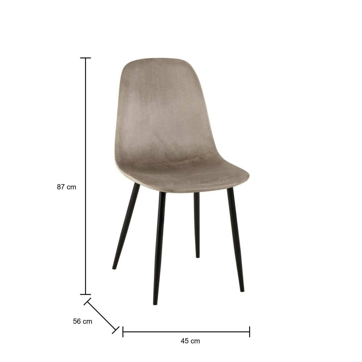 STUHL-SET 6 Stück in Stoff Sand 45 x 56 x 87 cm - Beige, Metall (45/87/56cm) - DMORA