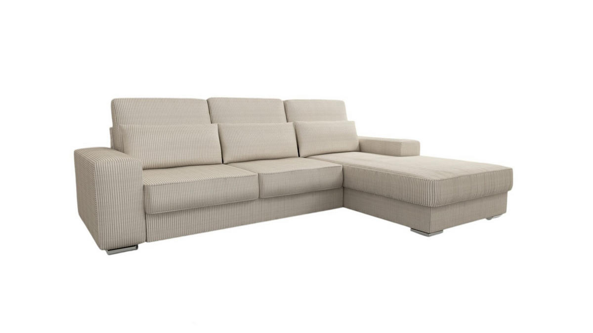 ECKSOFA Nevio In Scala - Creme, Holzwerkstoff/Textil (312/202cm) - Fun Möbel