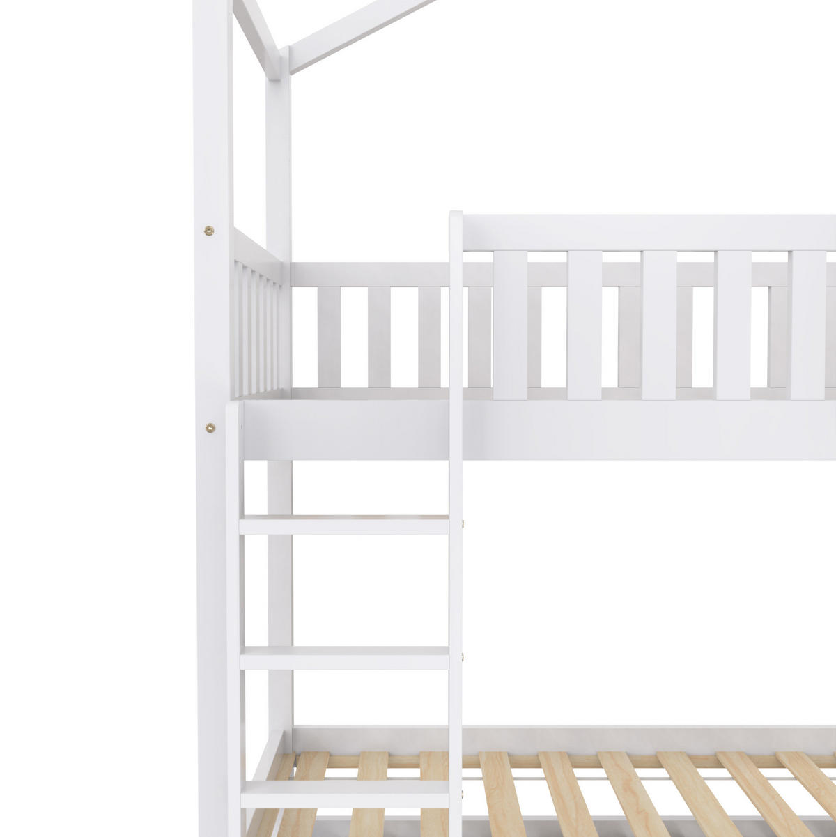 HAUSBETT 90/200 cm Weiß aus Kiefernholz mit Ausziehbett und 3 Schlafplätzen - Weiß, Holz (90/200cm) - Flora Grace