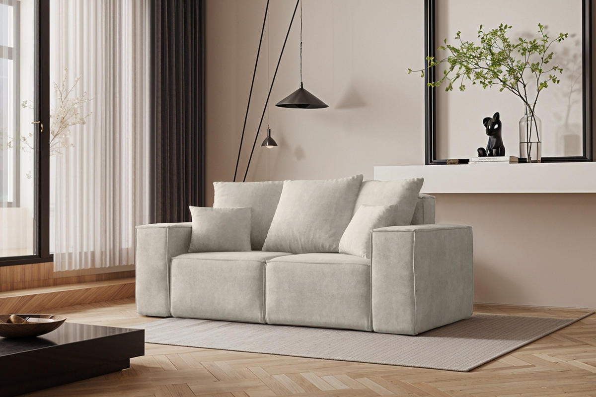 SOFA ELLA Modern Stoff Noel Hellgrau - Creme, Holz/Textil (182/78/90cm) - Kaiser Möbel