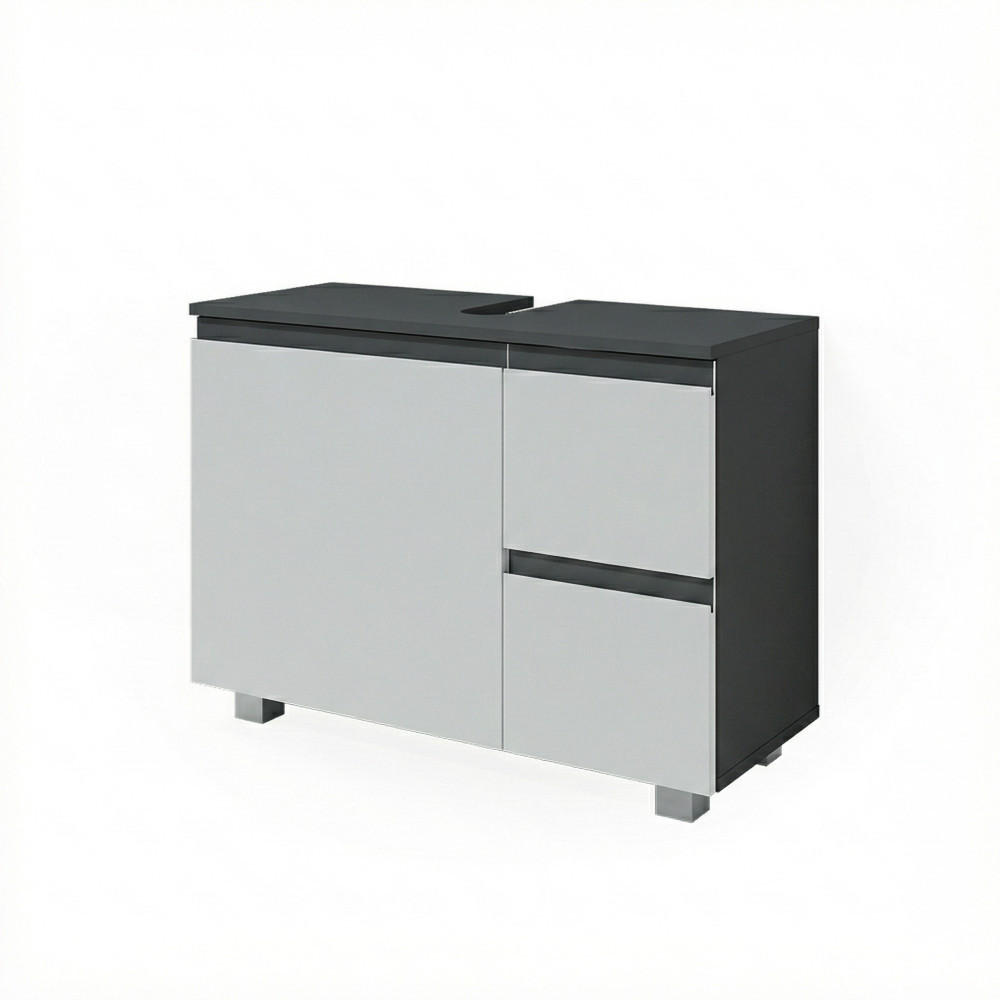 WASCHBECKENUNTERSCHRANK J-Shape Anthrazit/Weiß 80 x 60.8 cm - Anthrazit/Weiß, Holzwerkstoff (80/60.8/33cm) - Vicco