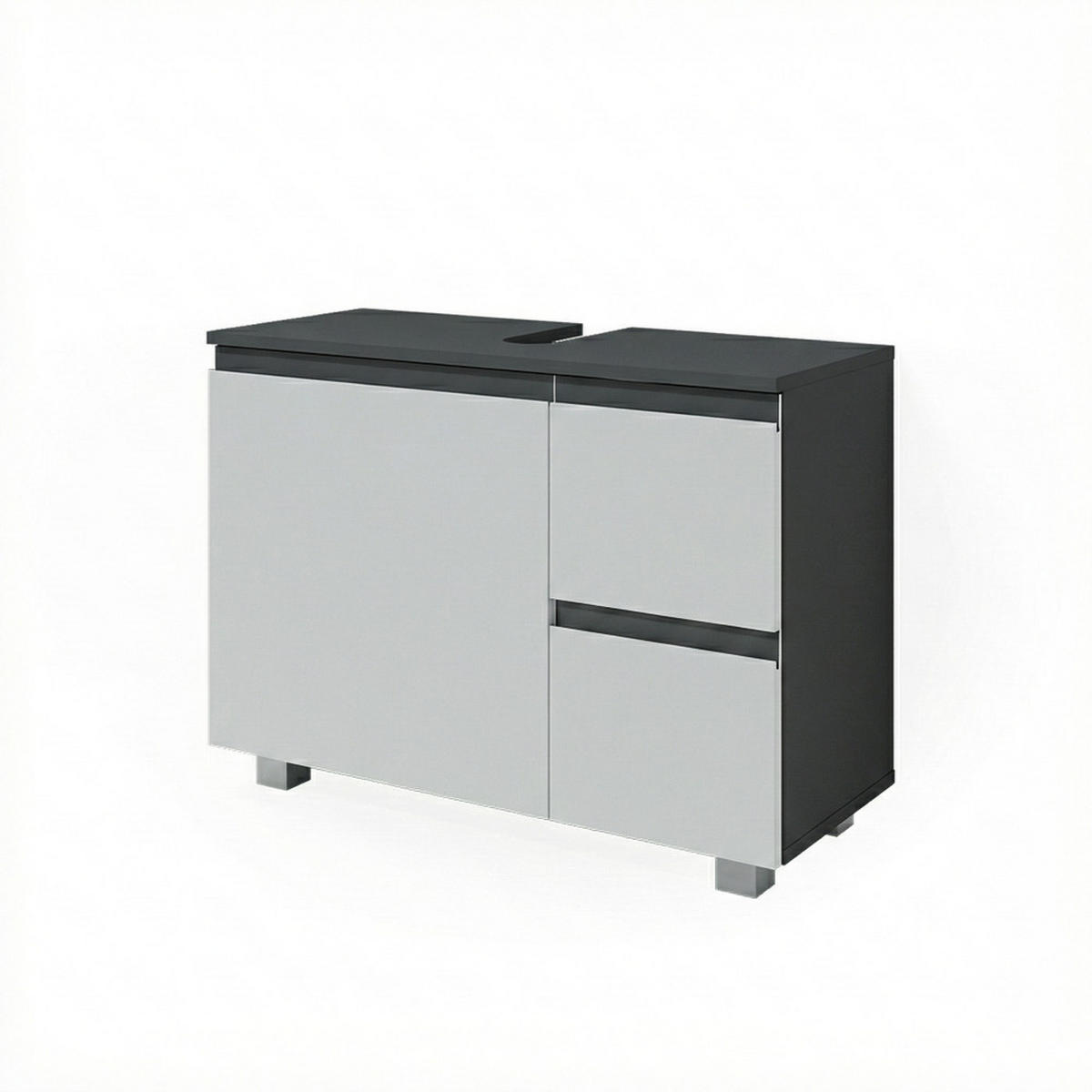 WASCHBECKENUNTERSCHRANK J-Shape Anthrazit/Weiß 80 x 60.8 cm - Anthrazit/Weiß, Holzwerkstoff (80/60.8/33cm) - Vicco