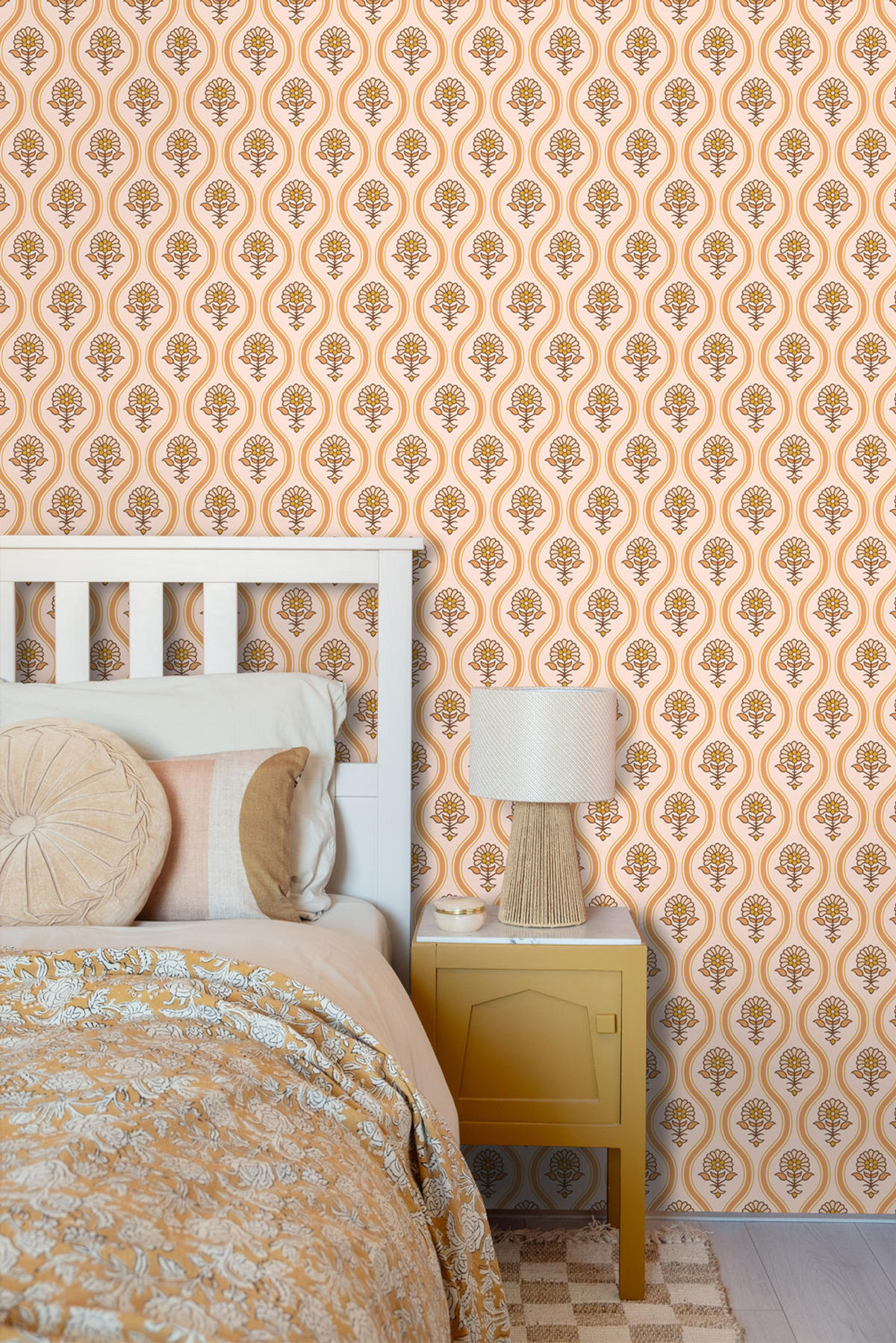 TAPETE Blumenmuster 50 x 900 cm - Orange, Papier (50/900cm) - ESTAhome