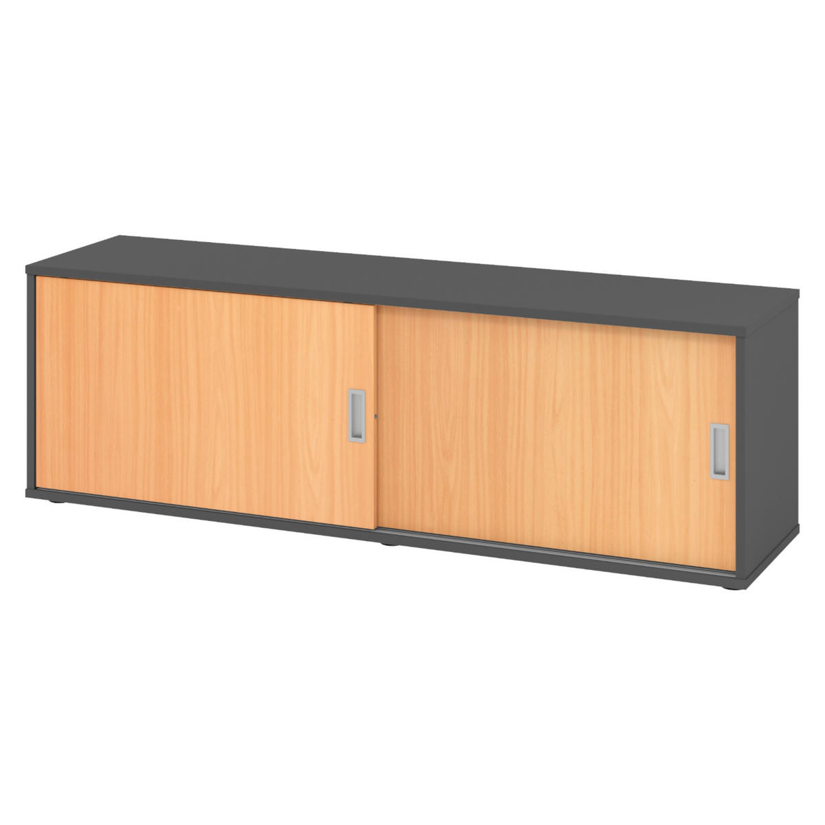 LOWBOARD mit Schiebetür 40/160/52 cm in Graphitfarben/Buchefarben - Buchefarben/Graphitfarben, Holzwerkstoff (160/52/40cm) - bümö