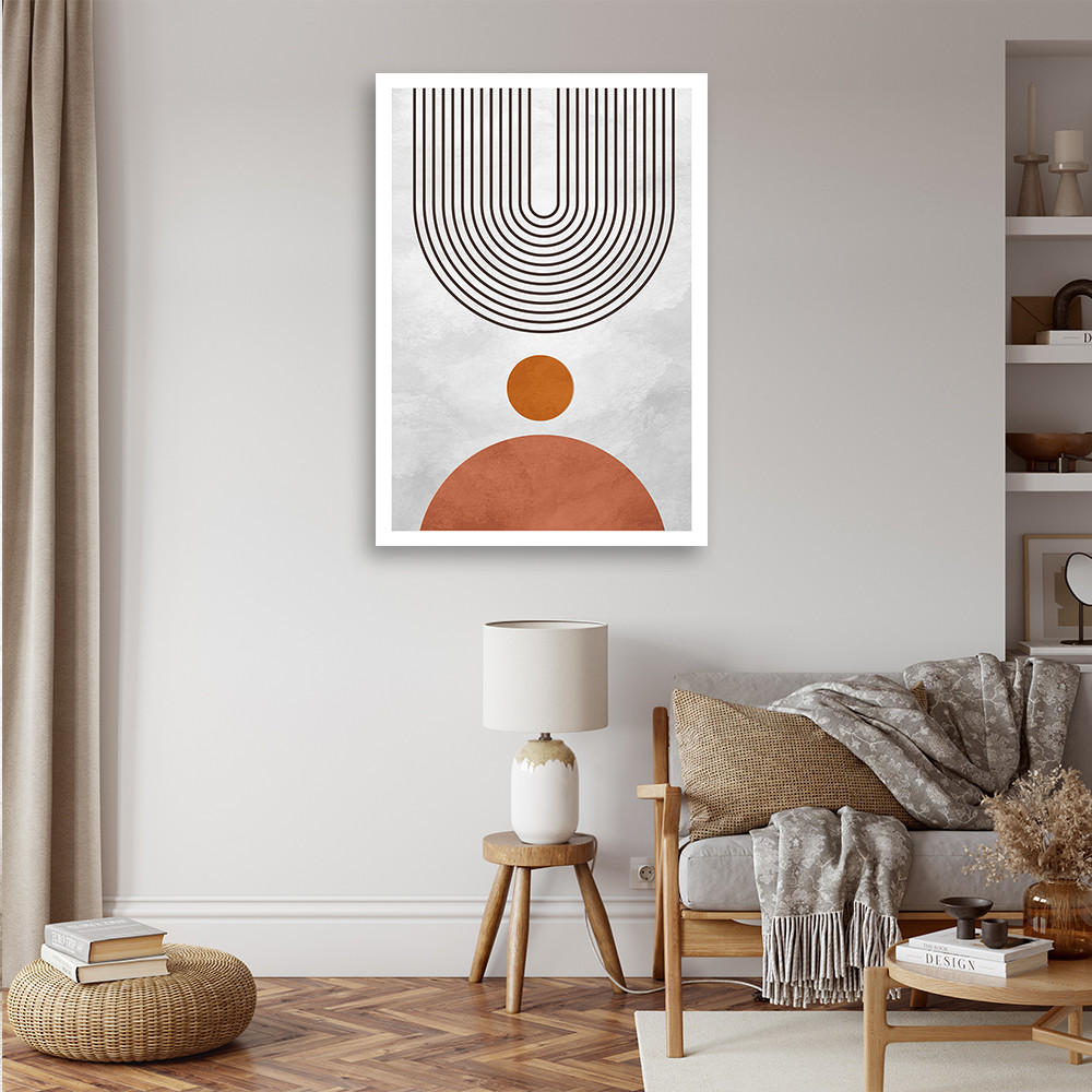 LEINWANDBILD Boho-Bögen und -Kreise 60x90cm - Grau, Textil (60/90cm) - Feeby